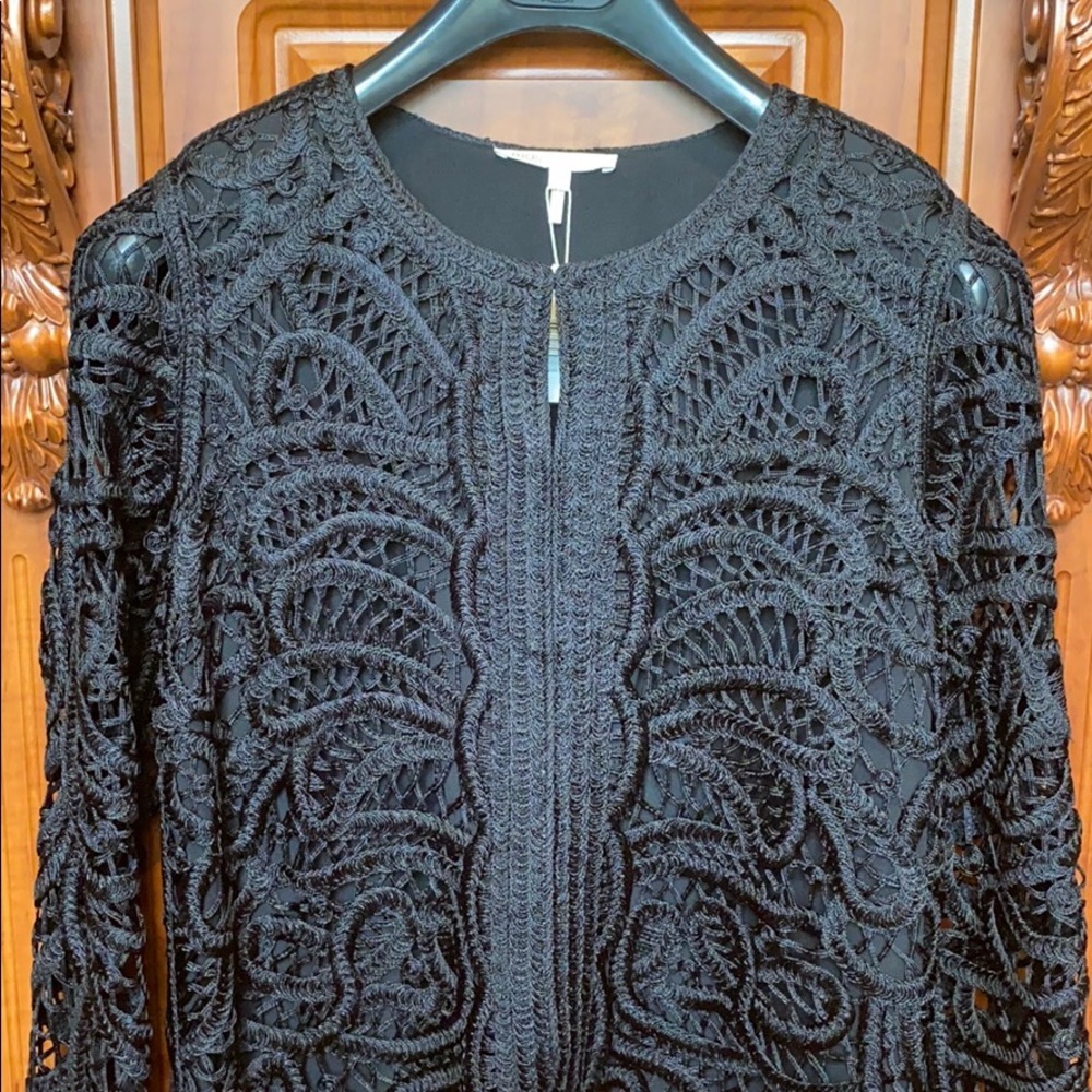 MAJE Embellished Crochet Magic Open Coat - Picture 2 of 7